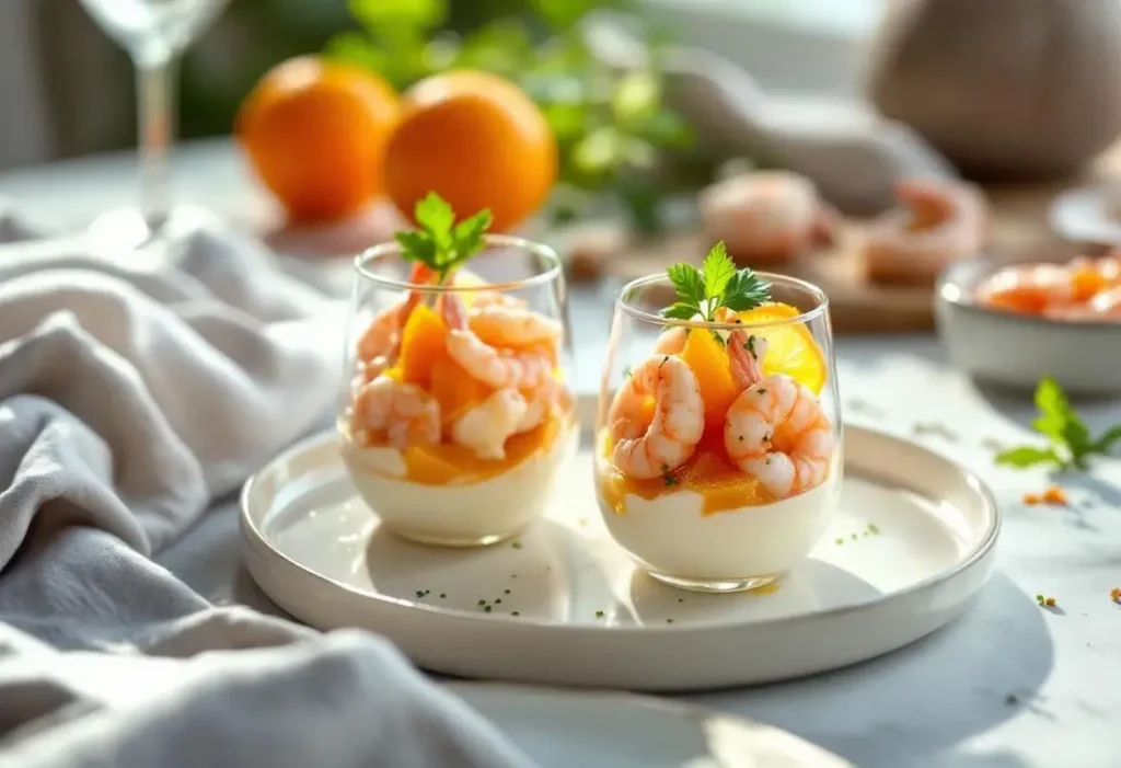 Verrines clémentines-crevettes : l’apéritif ultra frais et chic, prêt en quelques minutes